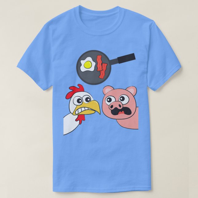 Funny Chicken Pig Animal Egg Bacon Cartoon Premium T-Shirt (Design vorne)