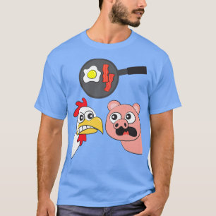 Funny Chicken Pig Animal Egg Bacon Cartoon Premium T-Shirt