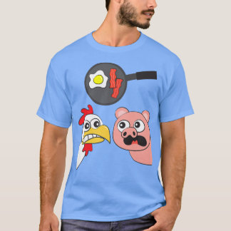 Funny Chicken Pig Animal Egg Bacon Cartoon Premium T-Shirt
