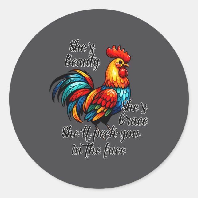 Funny Chicken Quote  Runder Aufkleber (Vorderseite)