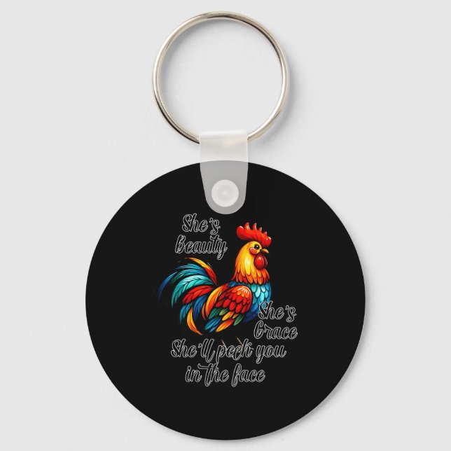 Funny Chicken Quote  Schlüsselanhänger (Vorderseite)