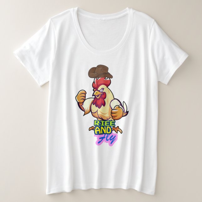 Funny Chicken Rise and Fly” T-Shirt (Design vorne)