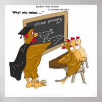 Funny Chicken/Road Philosophy Cartoon Poster