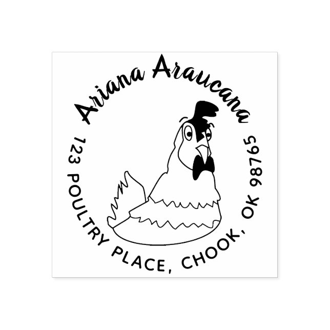 Funny Chicken Rücksendeadresse Briefmarke für Haus Gummistempel (Prägung)