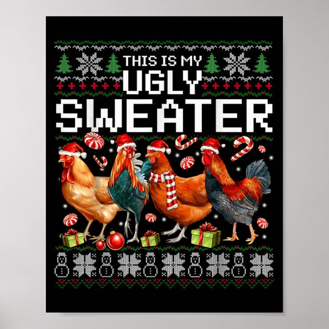 Funny Chicken Ugly Christmas Sweater Holiday Desig Poster (Vorne)