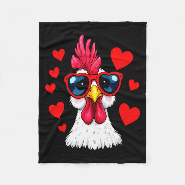 Funny Chicken Valentines Day Heart Chicken Couple  Fleecedecke (Vorderseite)