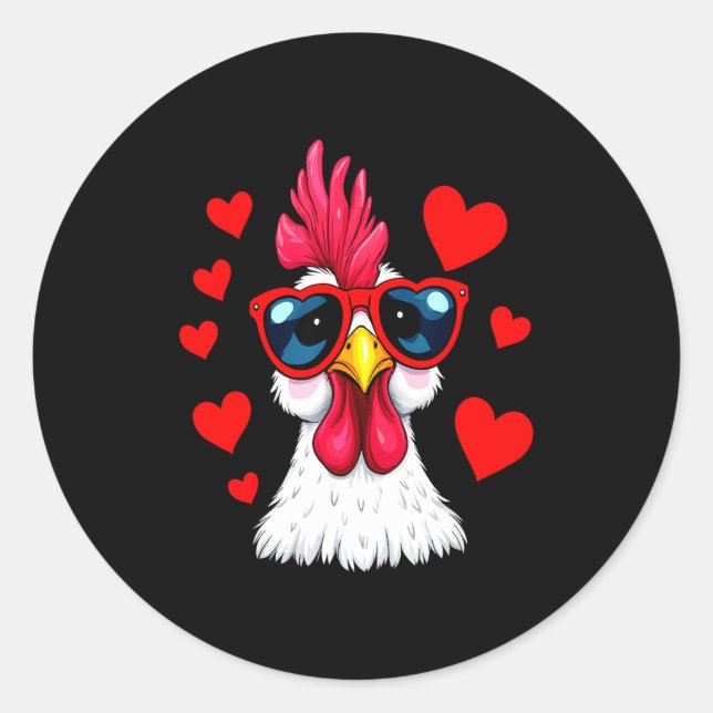 Funny Chicken Valentines Day Heart Chicken Couple  Runder Aufkleber (Vorderseite)