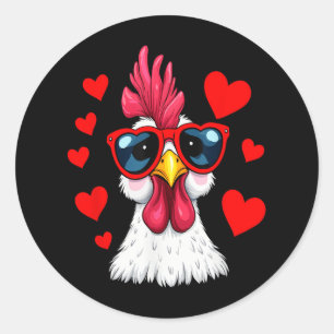 Funny Chicken Valentinstag Herzchen Hühnerkuchen Runder Aufkleber