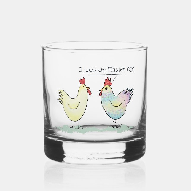 Funny Chicken war ein Ostereier Whiskyglas (Vorderseite)
