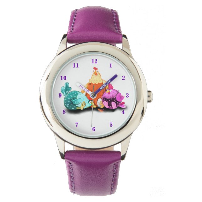 Funny Chicken Wartete Eier zu Hatch Watch Armbanduhr (Vorderseite)