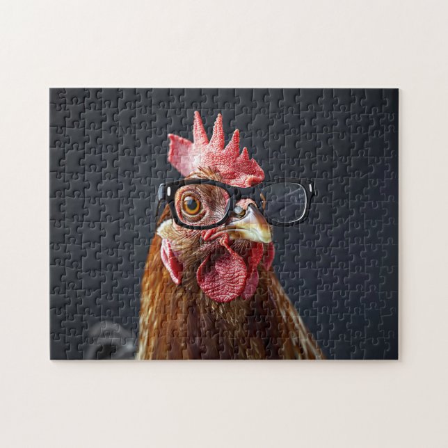 Funny Chicken Wearing Brillen (Horizontal)