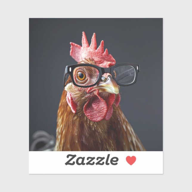 Funny Chicken Wearing Brillen Aufkleber (Blatt)