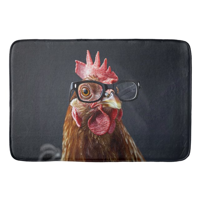 Funny Chicken Wearing Brillen Badematte (Vorderseite)