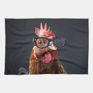 Funny Chicken Wearing Brillen Geschirrtuch
