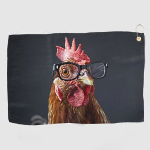Funny Chicken Wearing Brillen Golfhandtuch