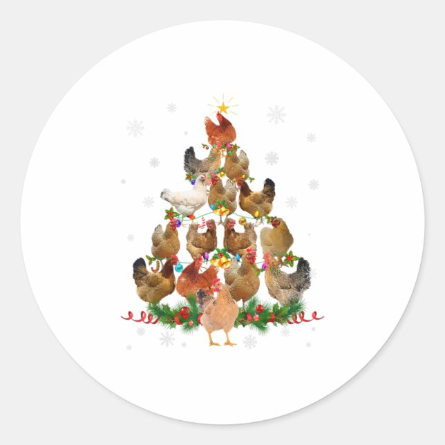 Funny Chicken Weihnachtsbaum Pet Chicke Runder Aufkleber (Vorderseite)