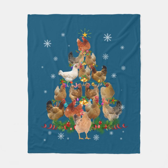 Funny Chicken Weihnachtsbaum Pet Hühnchen Lover Fleecedecke (Vorderseite)