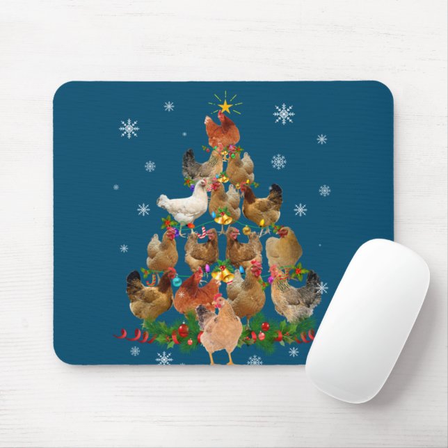 Funny Chicken Weihnachtsbaum Pet Hühnchen Lover Mousepad (Mit Mouse)