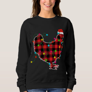 Funny Chicken Weihnachtsbaum Roter Karierter Weihn Sweatshirt