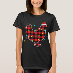 Funny Chicken Weihnachtsbaum Roter Karierter Weihn T-Shirt