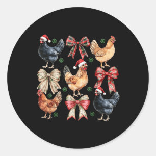 Funny Chicken Weihnachtsbeleuchtung Farm Tier Nied Runder Aufkleber
