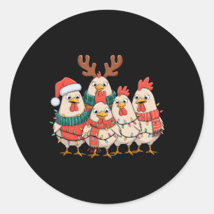 Funny Chicken Weihnachtsbeleuchtung Farm Tier Nied Runder Aufkleber