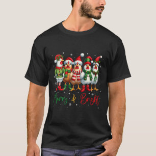 Funny Chicken Weihnachtsbeleuchtung Farm Tier Nied T-Shirt