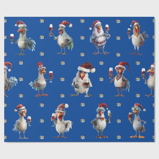 Funny Chicken Weihnachtsfest Party Geschenkpapier (Flach)