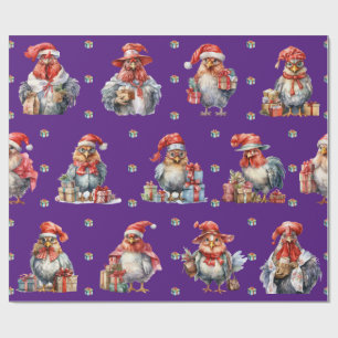 Funny Chicken Weihnachtsläden Lila Geschenkpapier