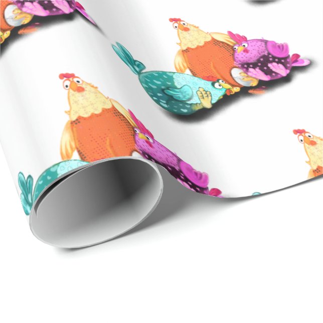 Funny Chicken Wrapping Paper Geschenkpapier (Rolleneckpunkt)