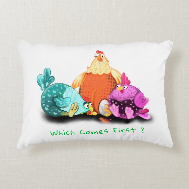 Funny Chickens Accent Pillow - Custom Text Dekokissen (Vorderseite)
