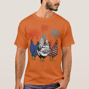 Funny Chickens American Flag Patriotic Bauer 4 T-Shirt