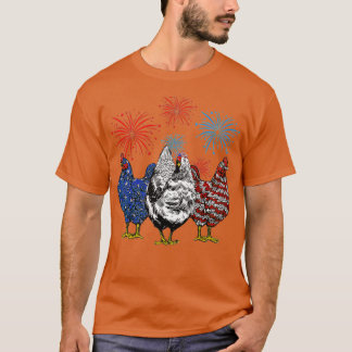 Funny Chickens American Flag Patriotic Bauer 4 T-Shirt