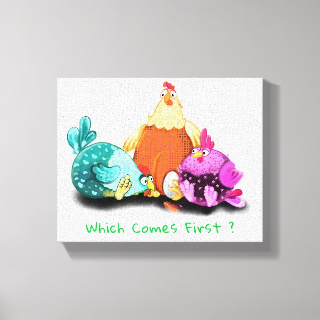 Funny Chickens Canvas Print - Custom Text Leinwanddruck (Vorderseite)