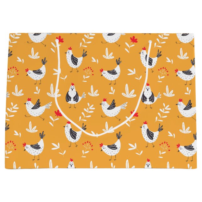 Funny Chickens Geschenktasche Große Geschenktüte (Vorderseite)