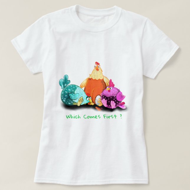 Funny Chickens T - Shirt mit Text - Anpassbar (Design vorne)