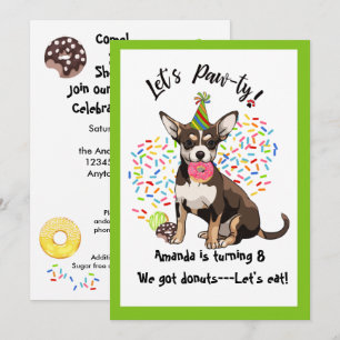 Funny Chihuaha Donuts Invitation à la fête d'anniv