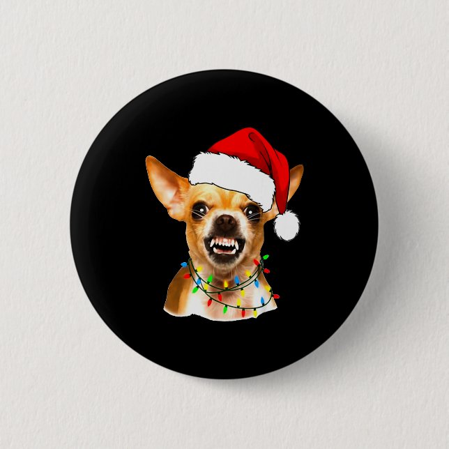Funny Chihuahua Christmas Shirt For Dog Lovers Wom Button (Vorderseite)