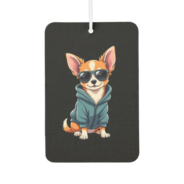Funny Chihuahua Dog Easily Distracted By Large Dog Autolufterfrischer (Vorderseite)
