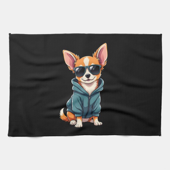 Funny Chihuahua Dog Easily Distracted By Large Dog Geschirrtuch (Horizontal)