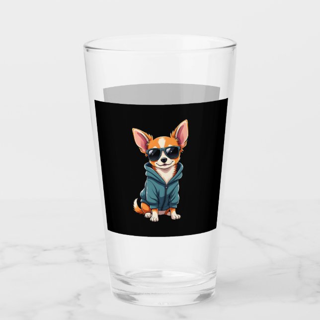 Funny Chihuahua Dog Easily Distracted By Large Dog Glas (Vorderseite)