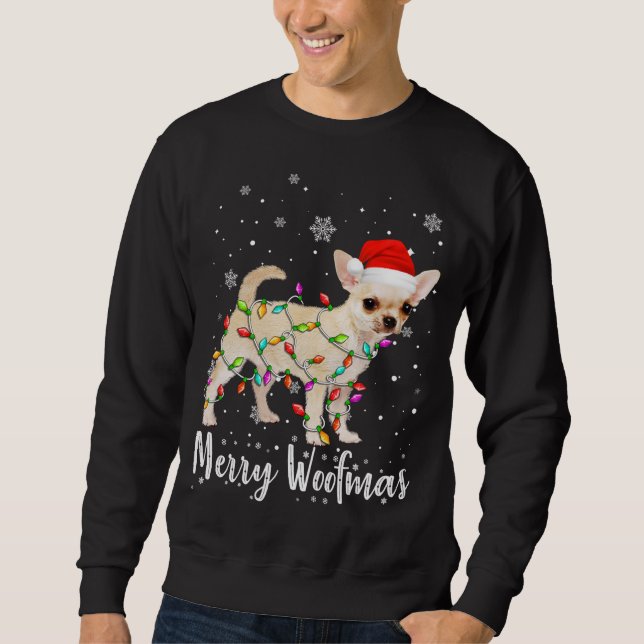 Funny Chihuahua Dog Light Frohe Weihnachten Weihna Sweatshirt (Vorderseite)