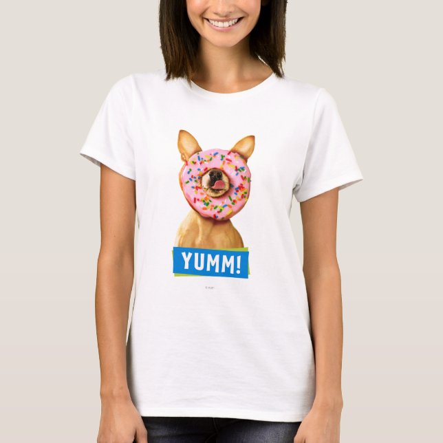 Funny Chihuahua Dog with Sprinkle Donut on Nose T-Shirt (Vorderseite)