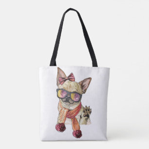 Funny Chihuahua Dog Wrapping Paper Large Christma Tasche