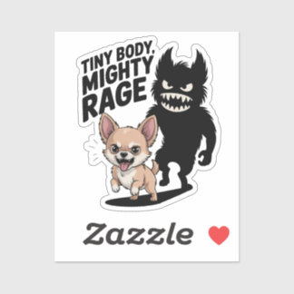 Funny Chihuahua Hund "Tiny Body, Mighty Rage" Aufkleber