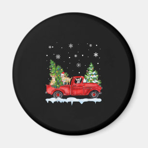 Funny Chihuahua mit dem roten Lkw Weihnachtsfeiert Magnet