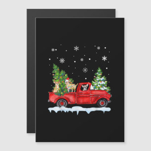 Funny Chihuahua mit dem roten Lkw Weihnachtsfeiert Magneteinladung