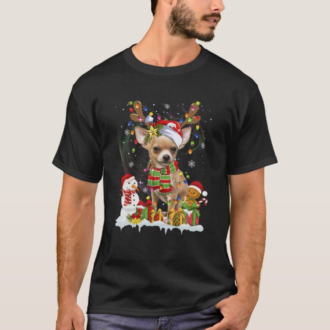 Funny Chihuahua Weihnachten Ugly Sweater Dog Santa T-Shirt (Vorderseite)