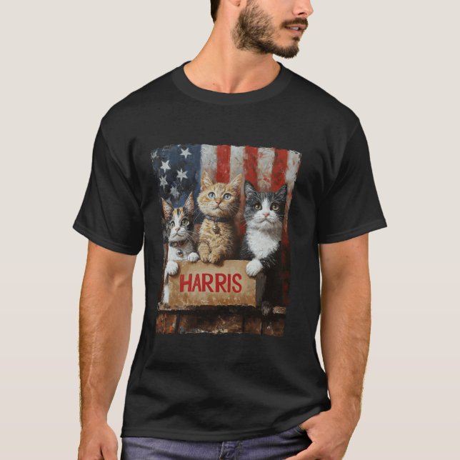 Funny Childless Cat Ladys For Harris 2024 T Shirt (Vorderseite)