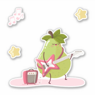 Funny children's illustration of a rock pear aufkleber